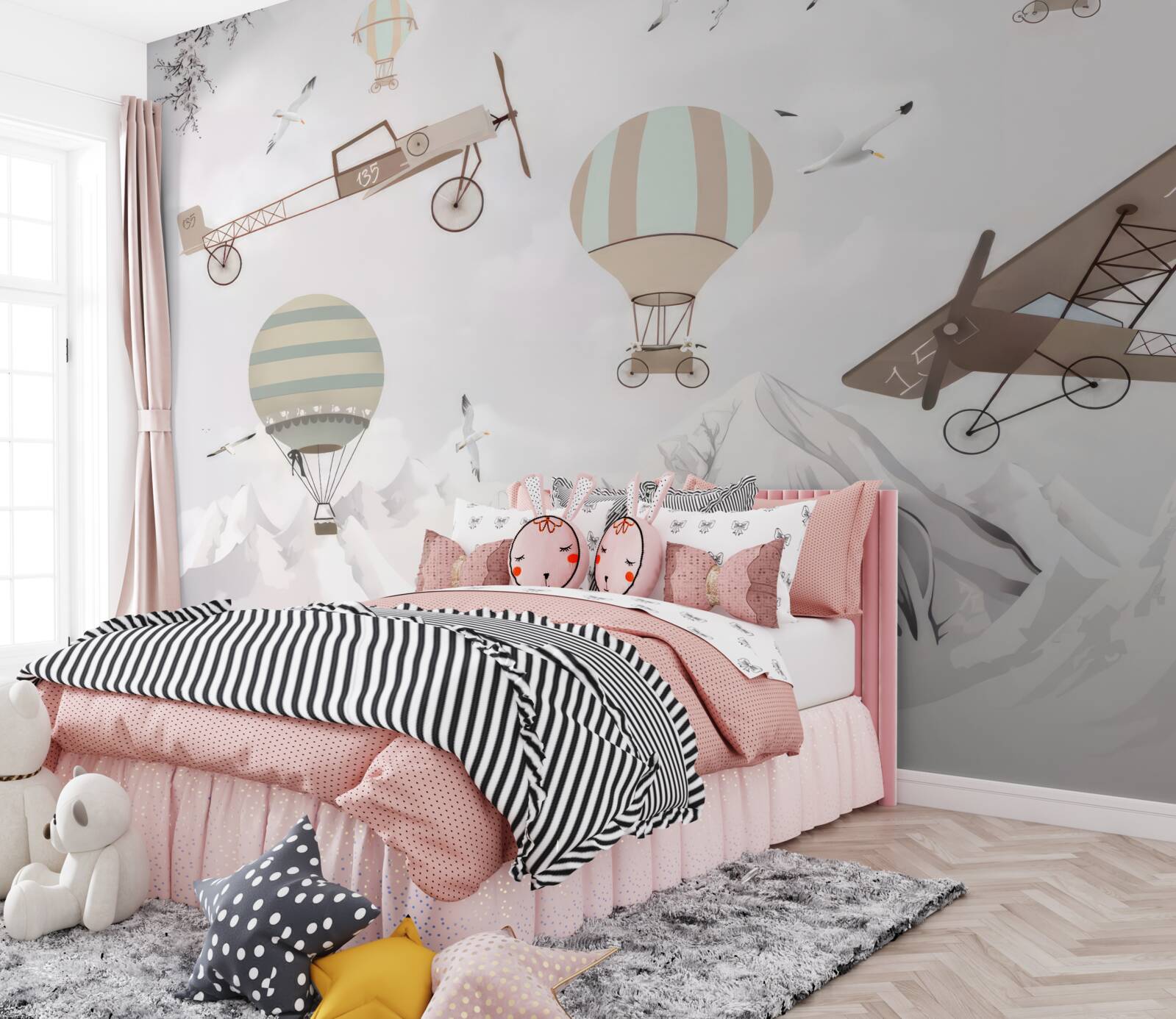 Papier peint divers avions survolent les montagnes