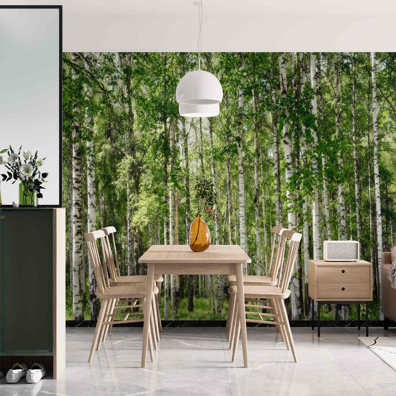 Papier peint plein de charme de bouleau