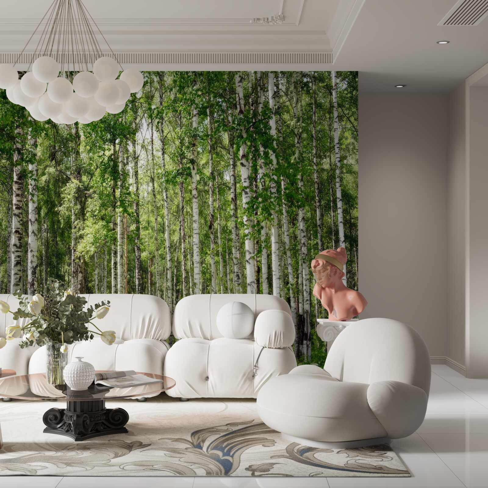 Papier peint plein de charme de bouleau