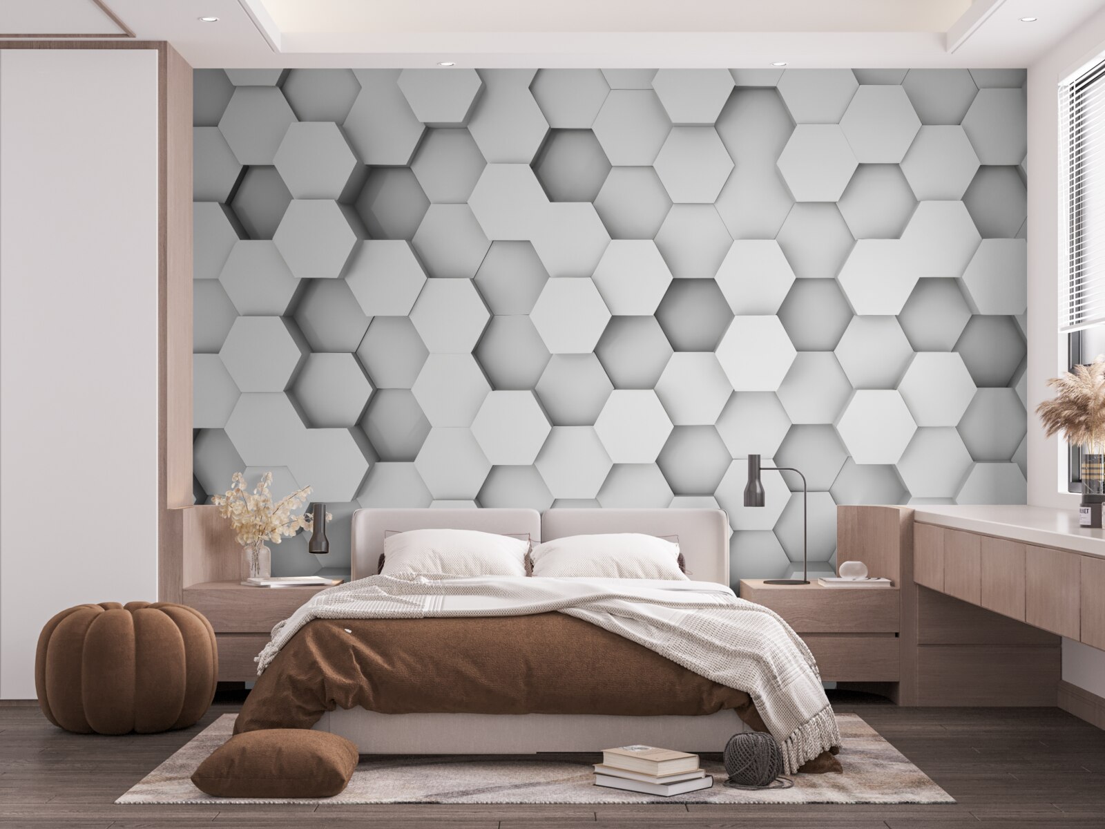 Papier peint fond d'hexagones clairs