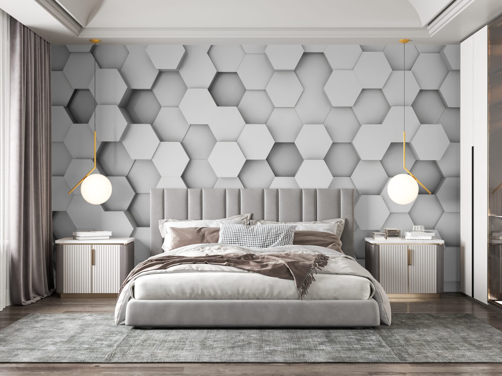 Papier peint fond d'hexagones clairs