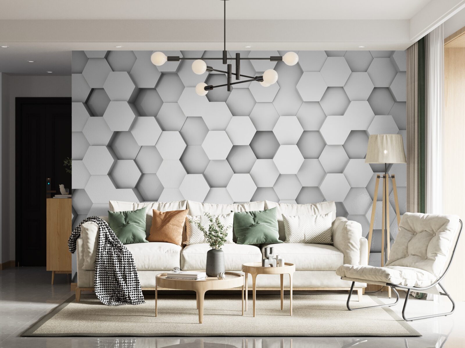 Papier peint fond d'hexagones clairs