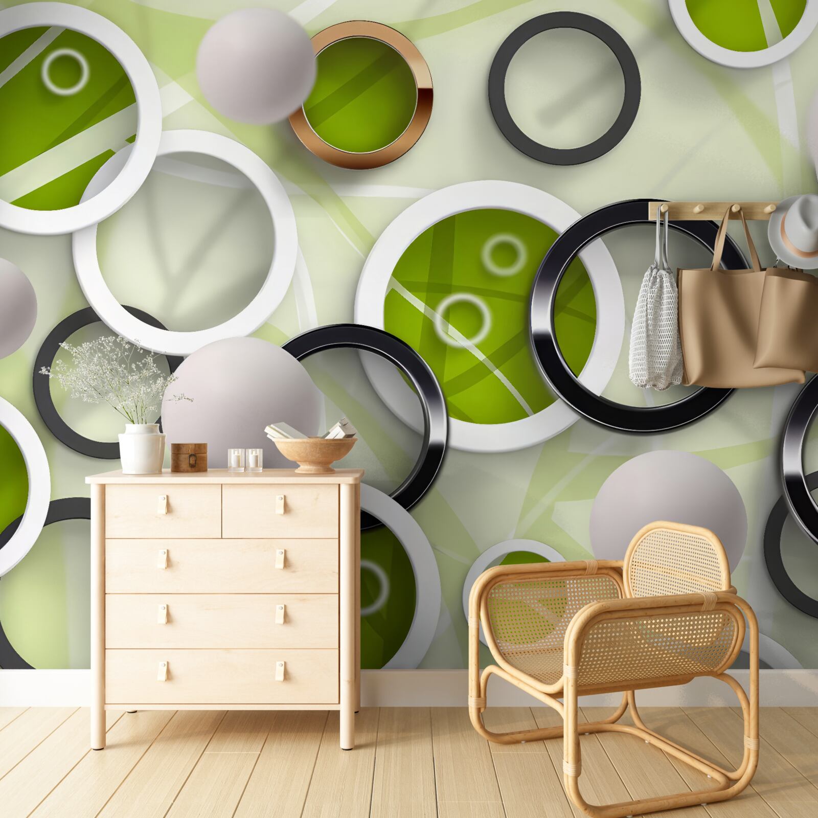 Papier peint roues en différentes couleurs et tailles