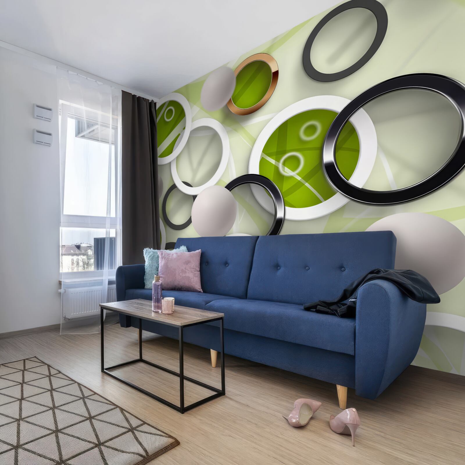 Papier peint roues en différentes couleurs et tailles