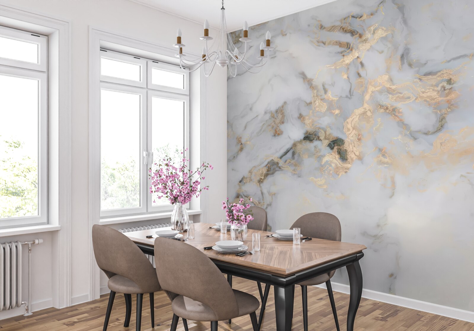 Papier peint fond rappelant le marbre clair