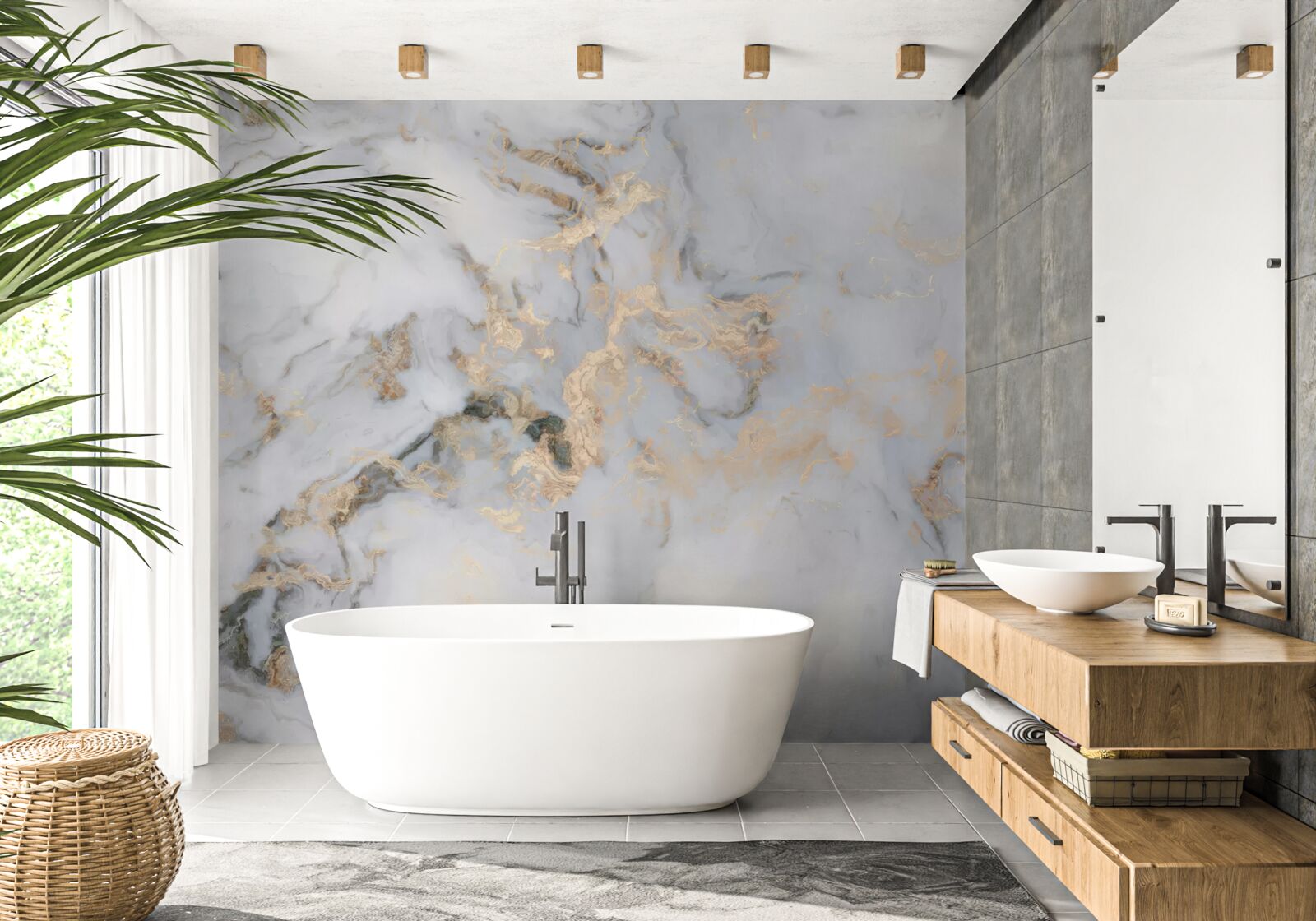 Papier peint fond rappelant le marbre clair