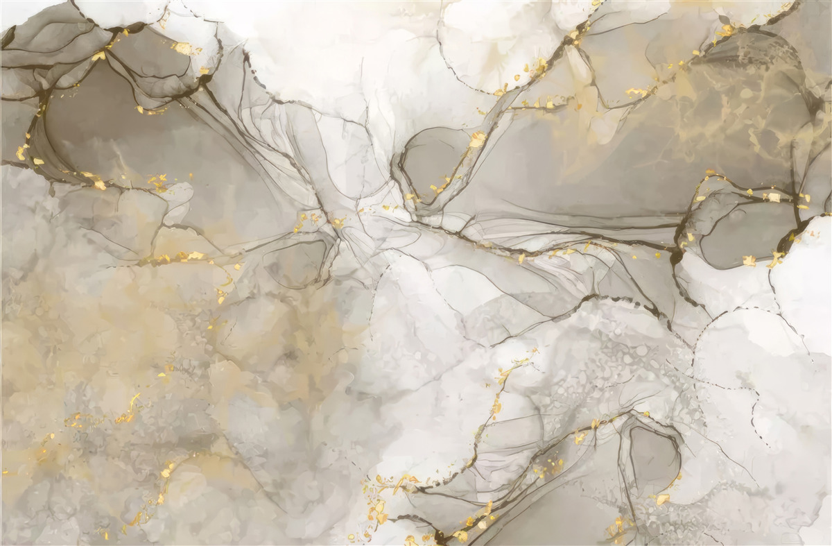 Papier peint blanc et gris avec marbre doré