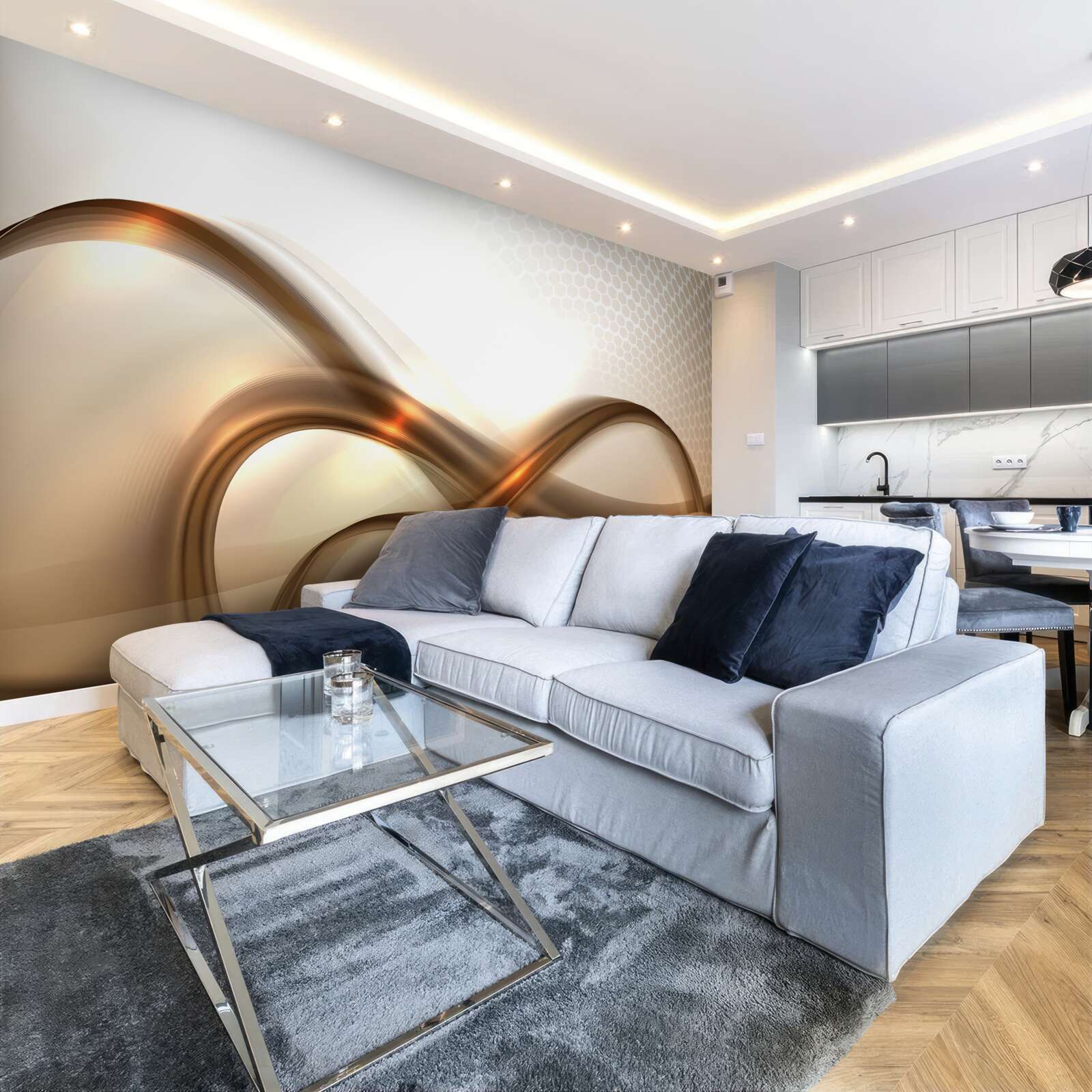 Papier peint les lignes sont courbées comme de l'or