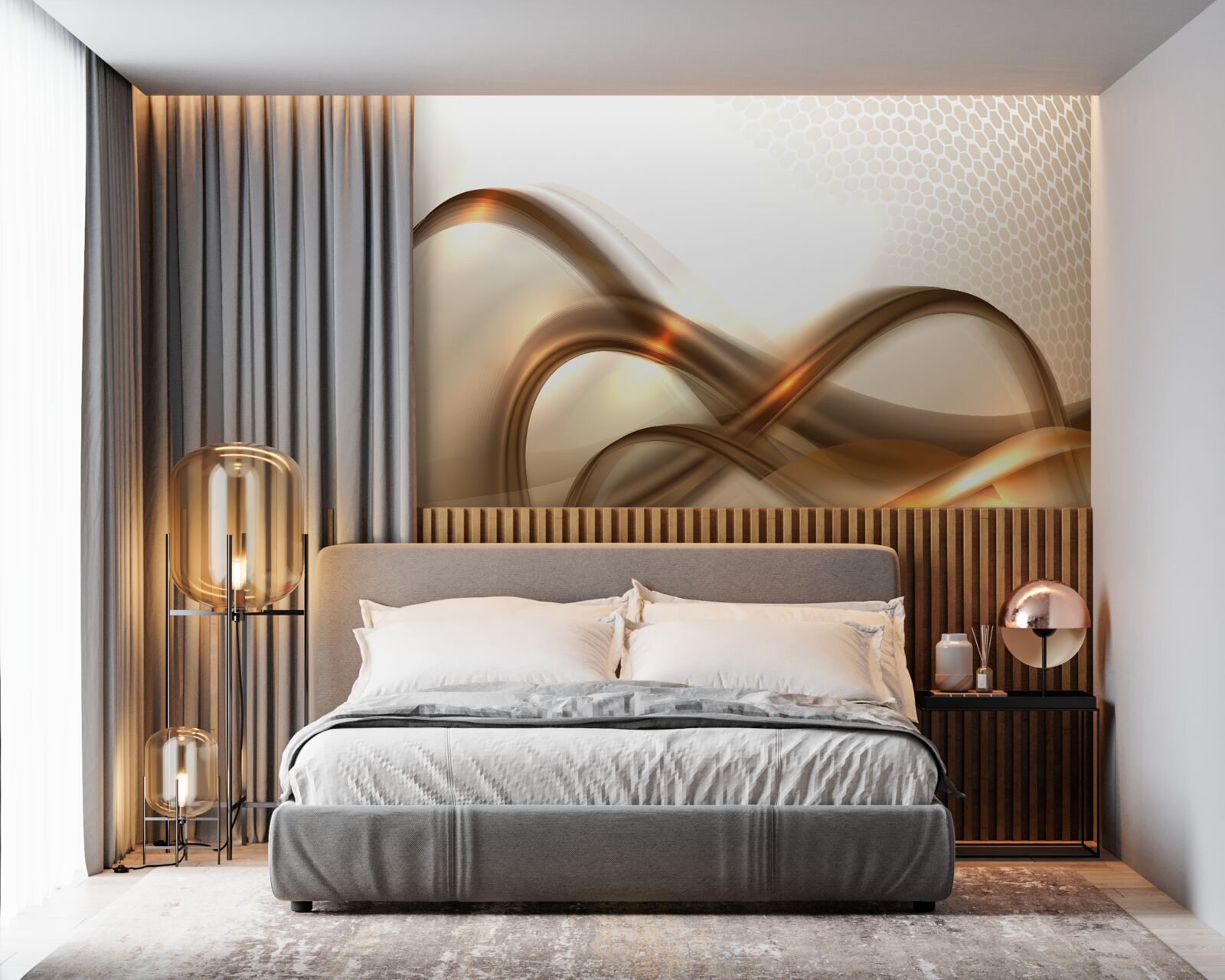 Papier peint les lignes sont courbées comme de l'or