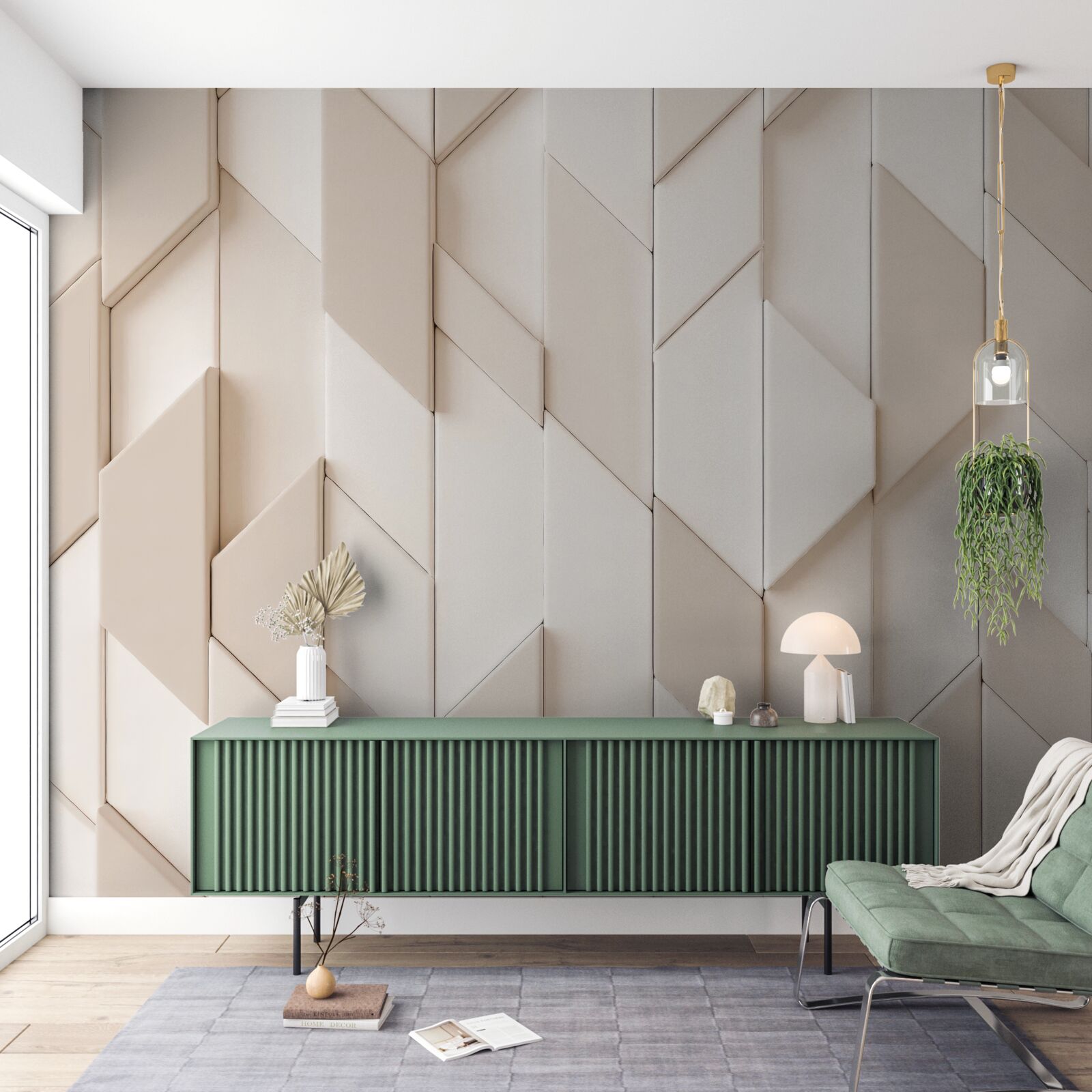 Papier peint formes tridimensionnelles à quatre faces