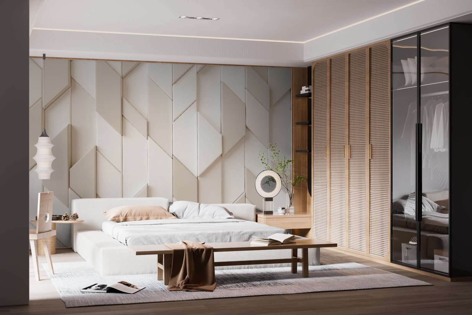 Papier peint formes tridimensionnelles à quatre faces