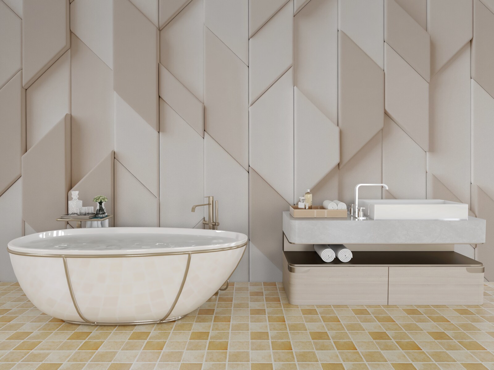 Papier peint formes tridimensionnelles à quatre faces