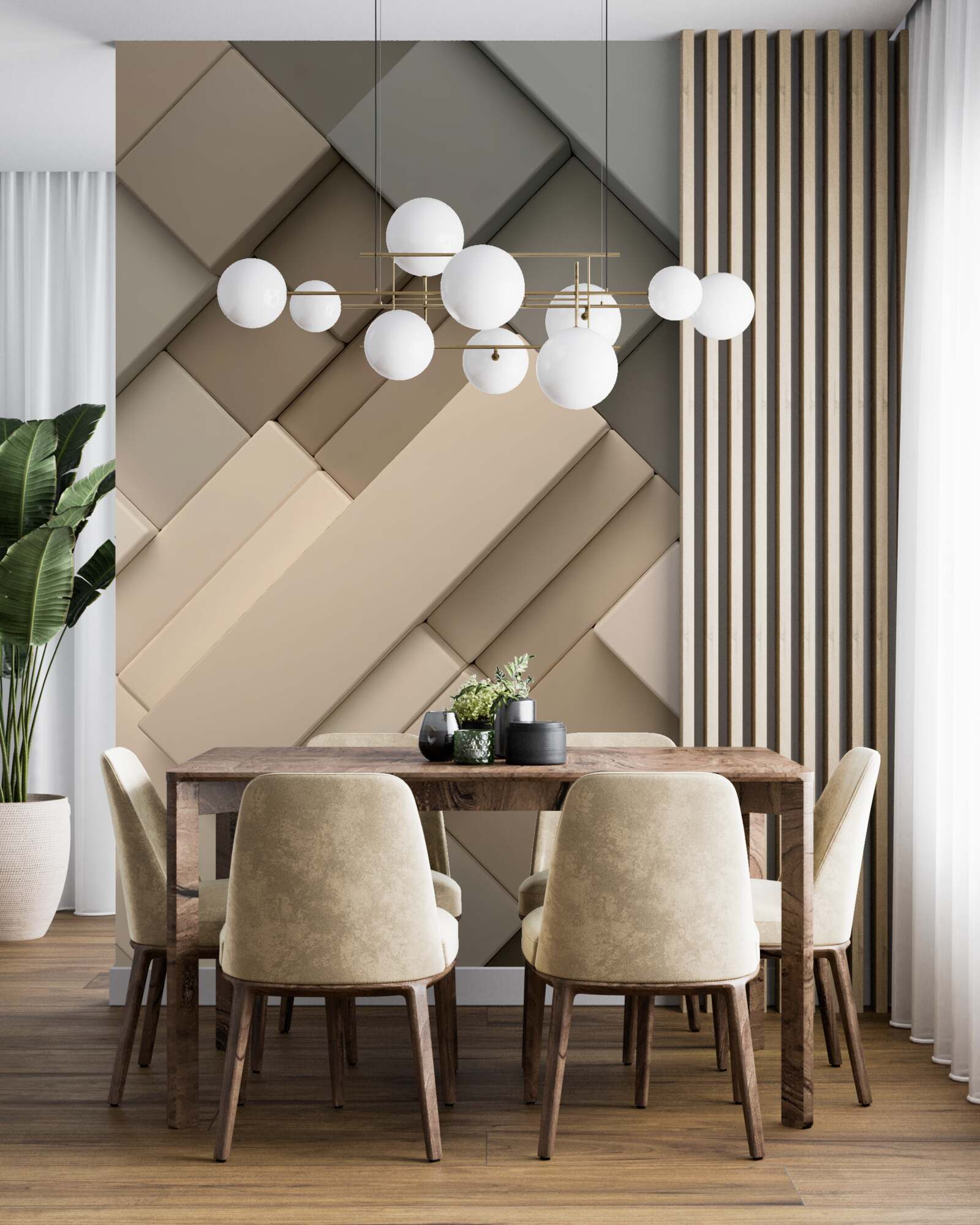 Papier peint des formes géométriques légères et volumineuses