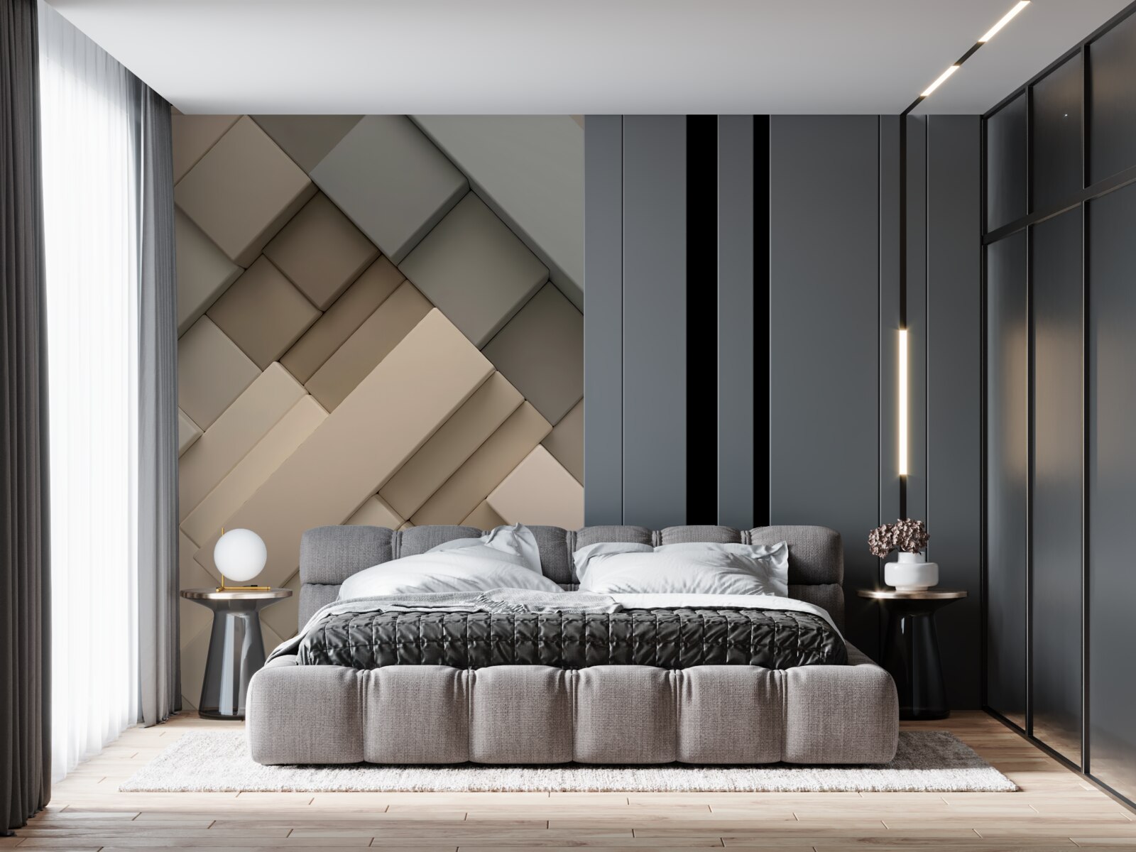 Papier peint des formes géométriques légères et volumineuses