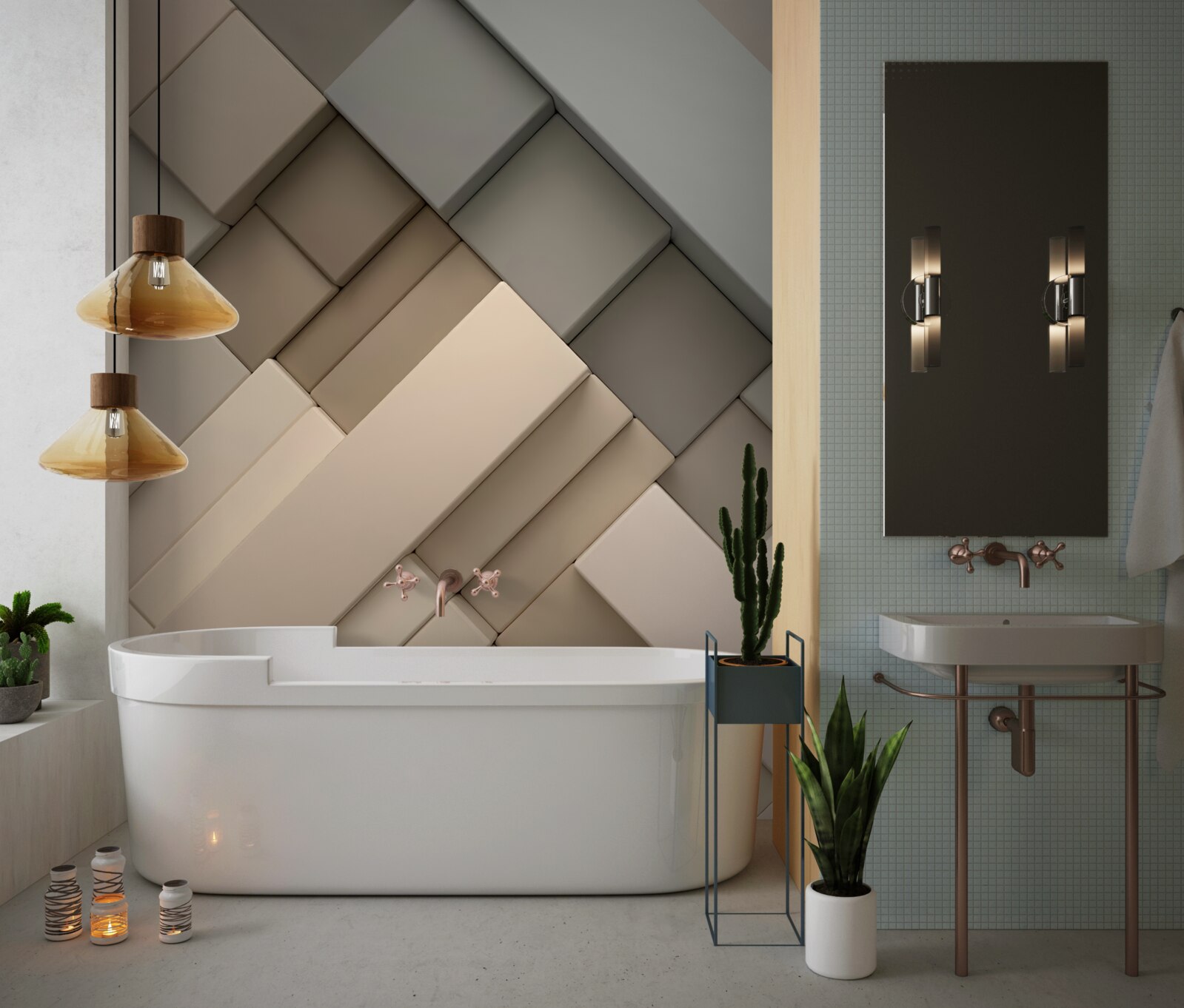 Papier peint des formes géométriques légères et volumineuses