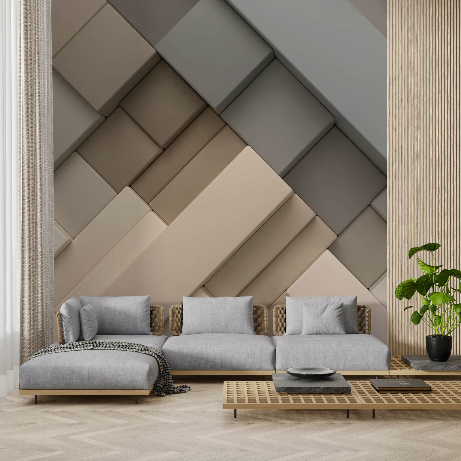 Papier peint des formes géométriques légères et volumineuses