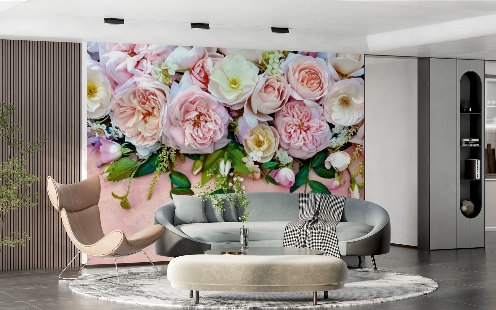 Papier peint roses légères et délicates