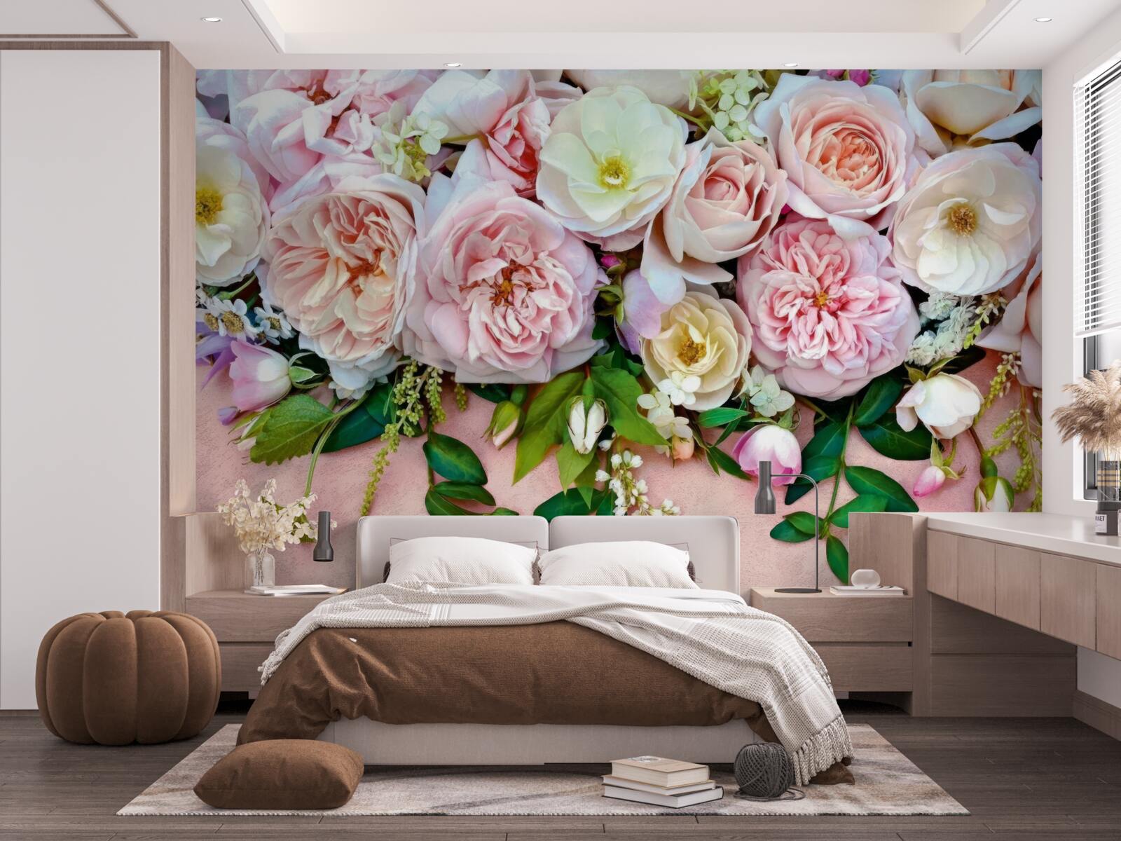 Papier peint roses légères et délicates