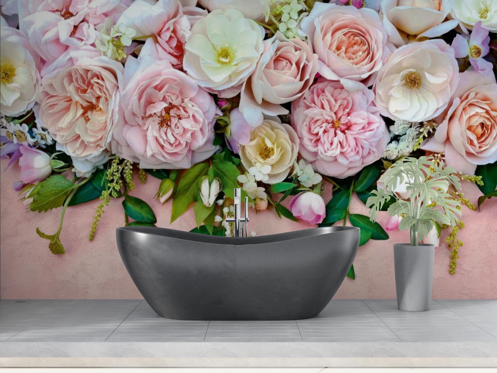 Papier peint roses légères et délicates