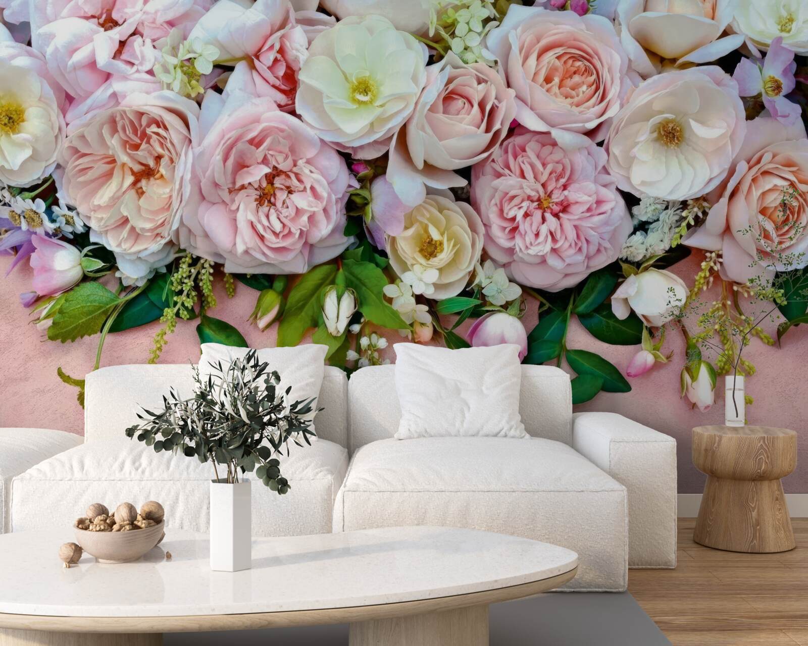 Papier peint roses légères et délicates