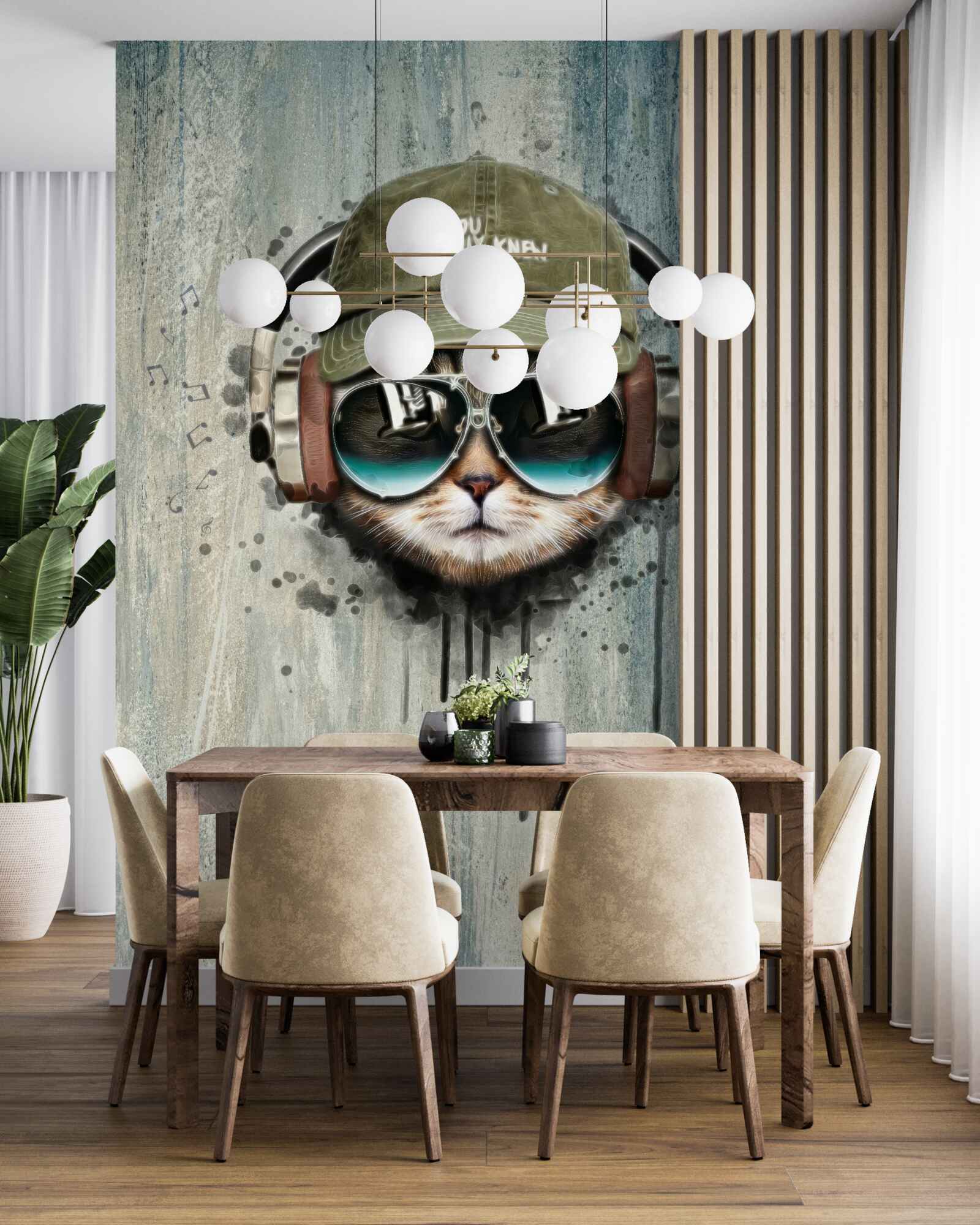 Papier peint chat à la mode