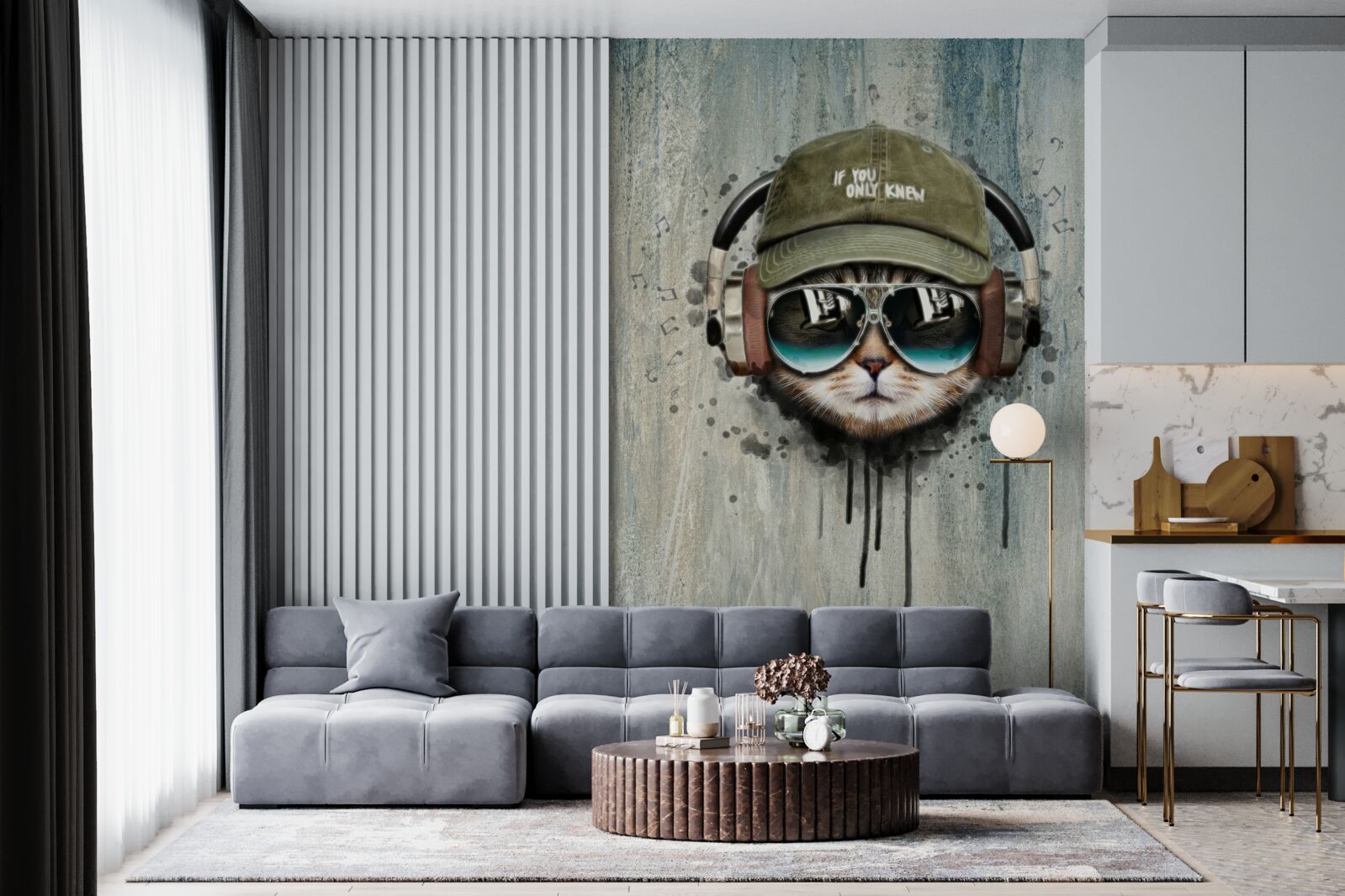 Papier peint chat à la mode