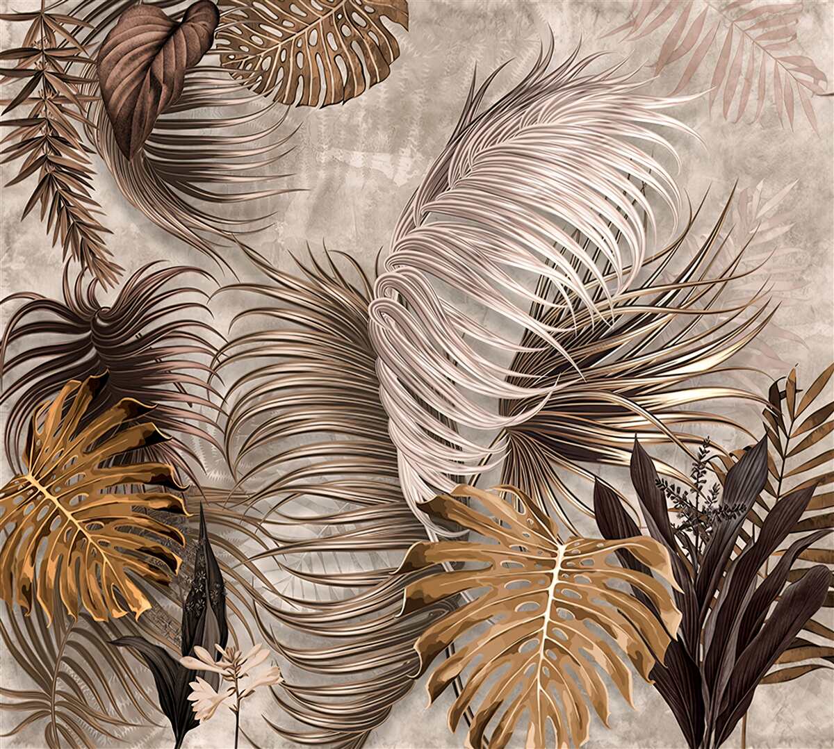 Papier peint grande feuille d'or