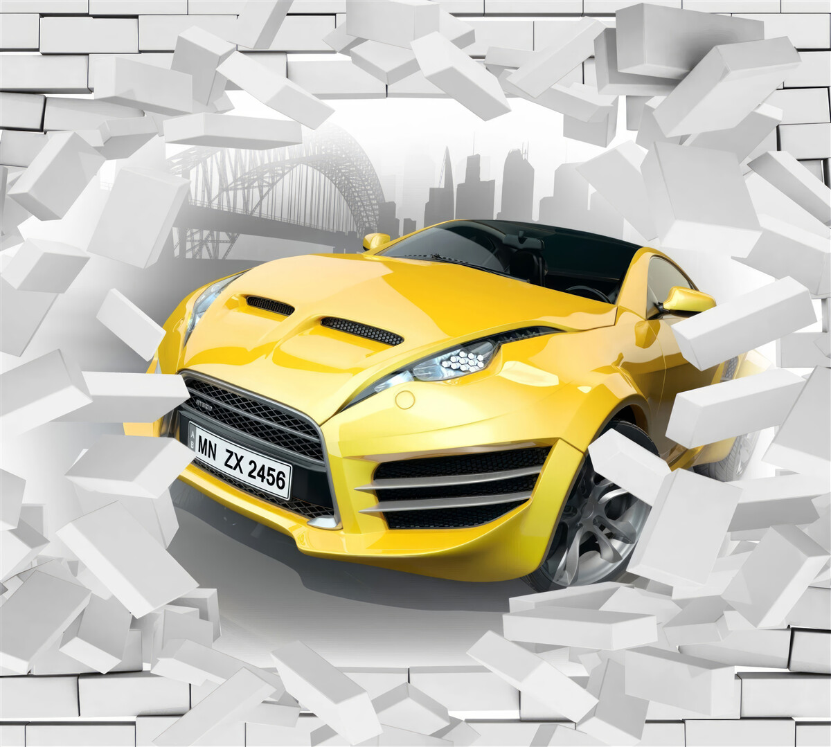Papier peint Voiture de sport jaune