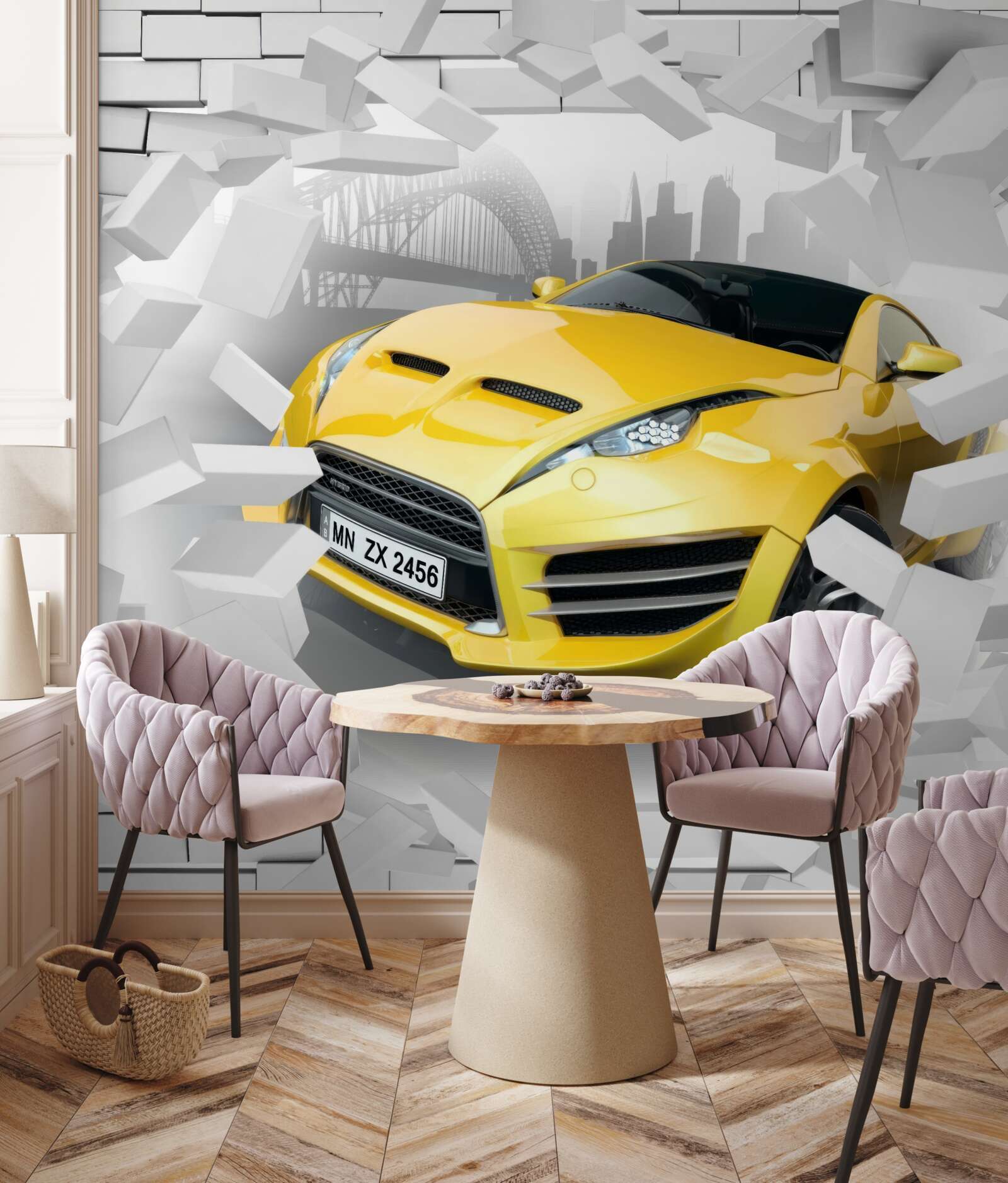 Papier peint Voiture de sport jaune