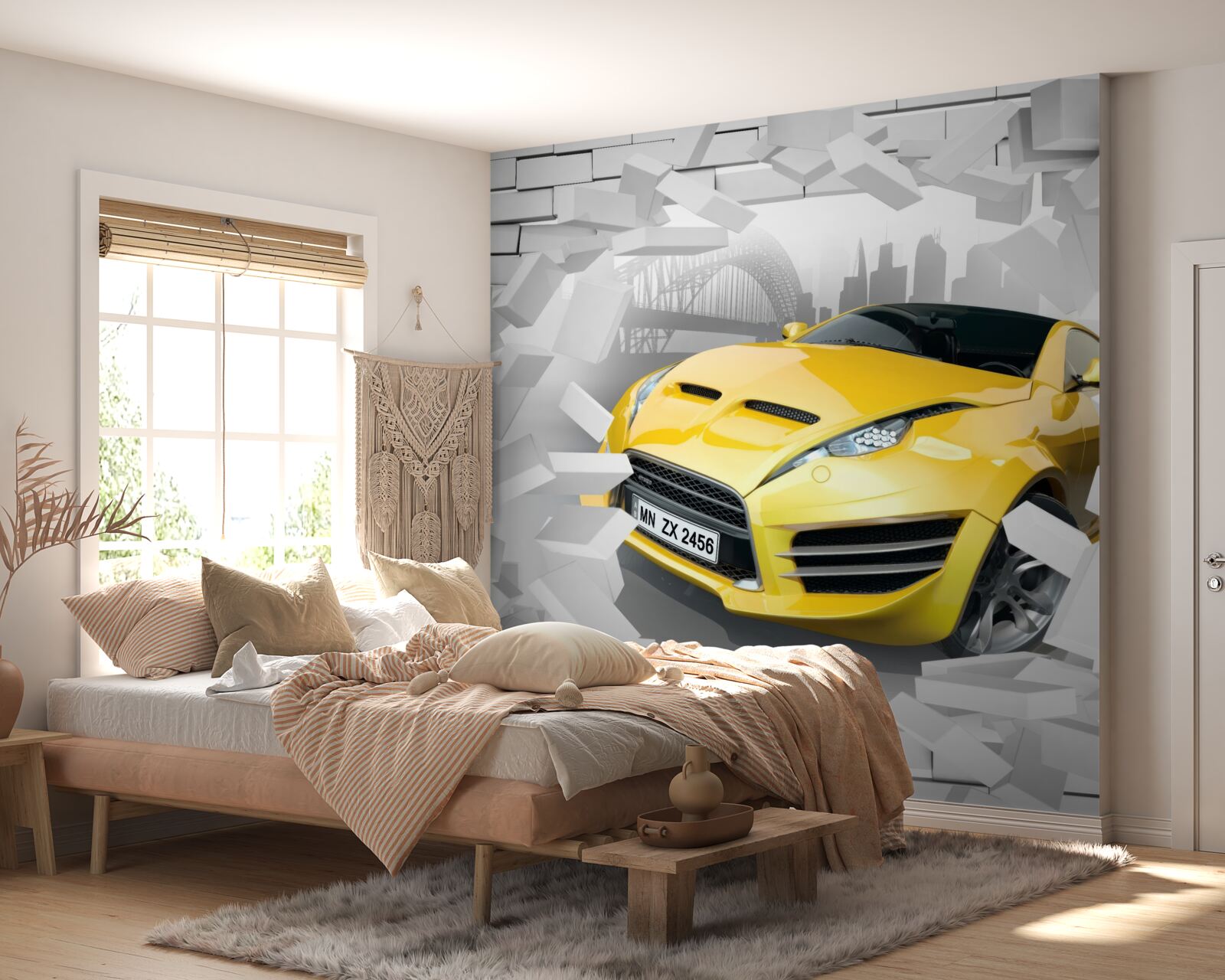Papier peint Voiture de sport jaune