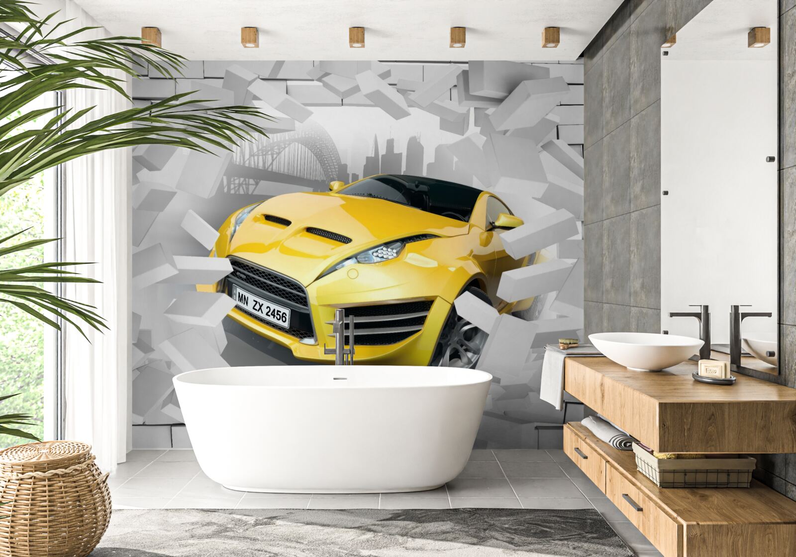 Papier peint Voiture de sport jaune