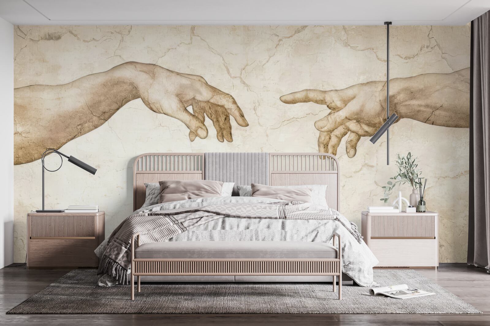 Papier peint deux mains tendues l'une vers l'autre