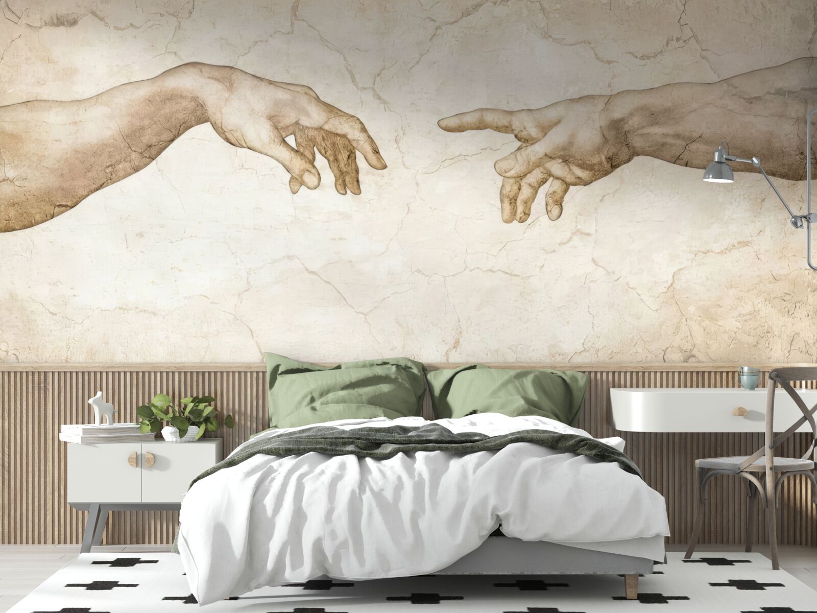 Papier peint deux mains tendues l'une vers l'autre