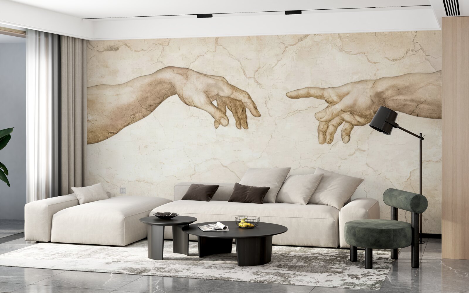 Papier peint deux mains tendues l'une vers l'autre