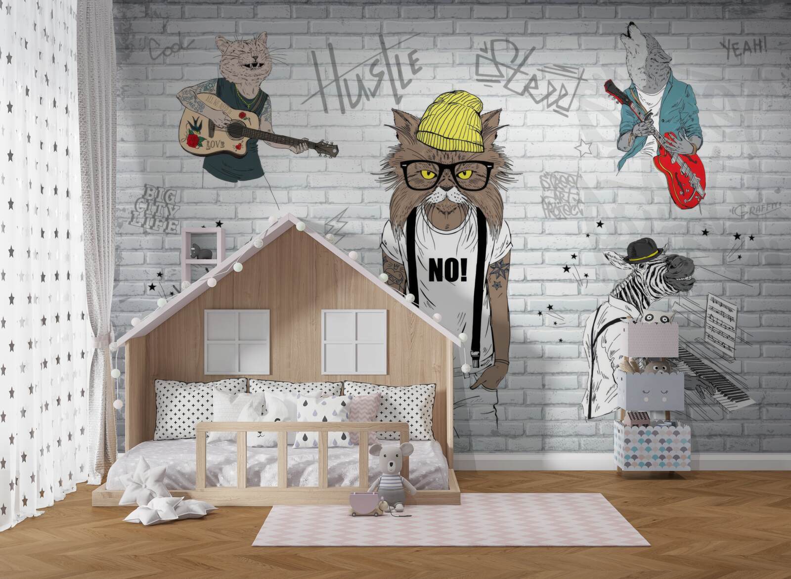 Papier peint animaux représentés comme musiciens