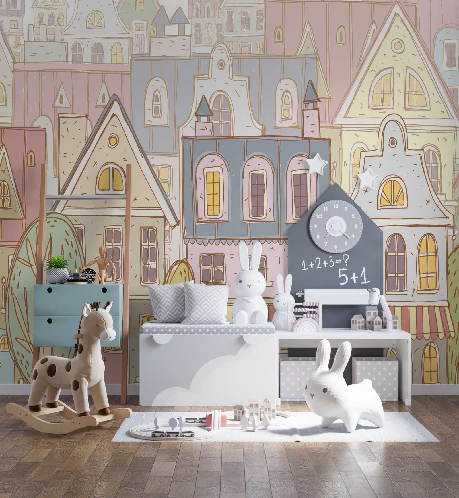 Papier peint maisons de différents types