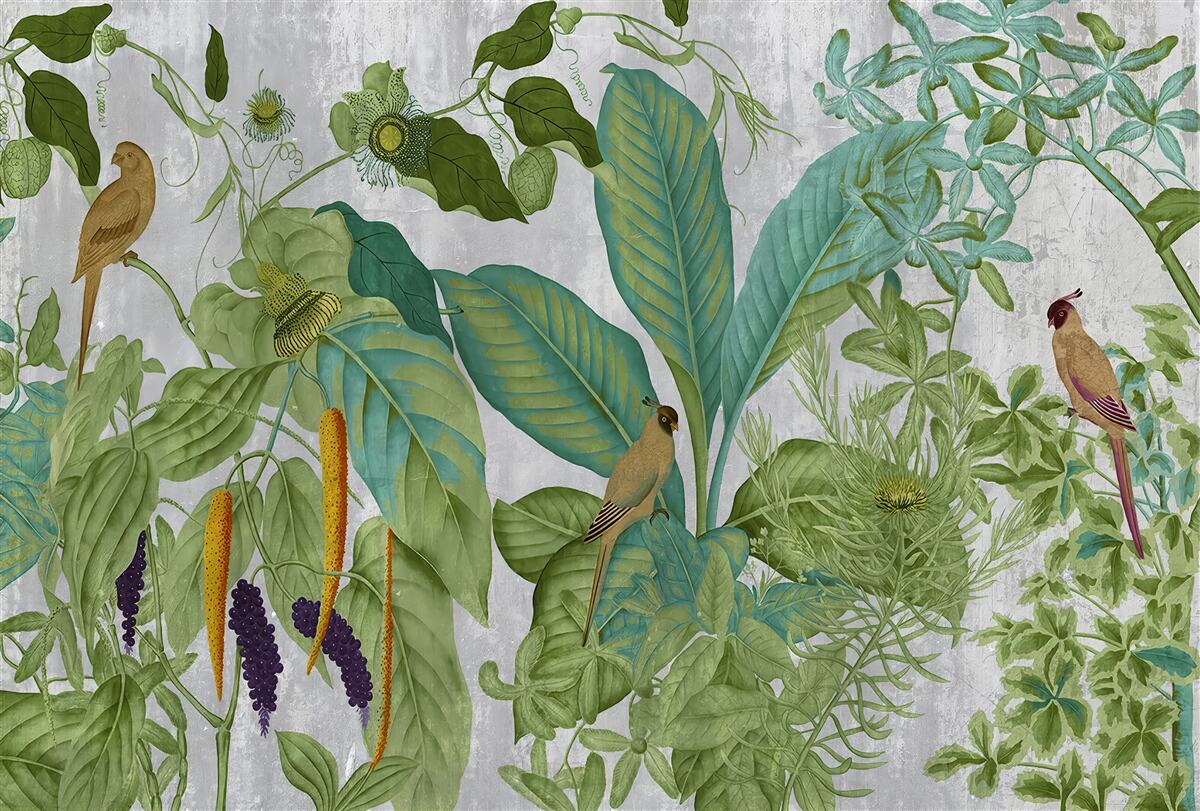 Papier peint parmi les feuilles vertes, il y a des perroquets