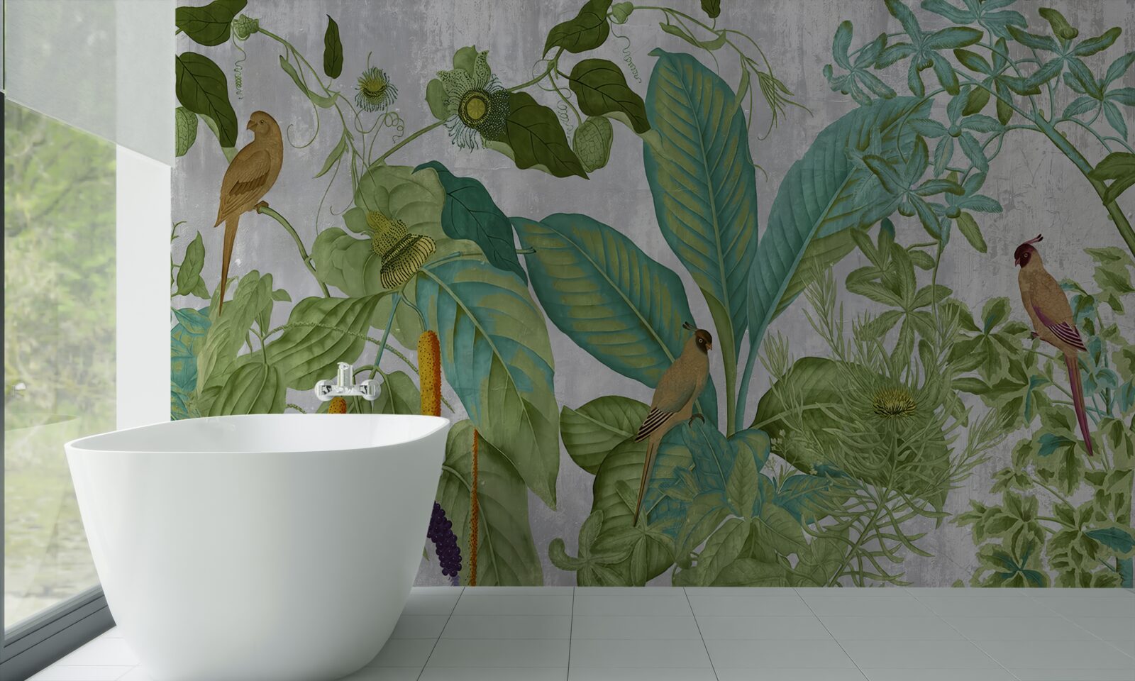 Papier peint parmi les feuilles vertes, il y a des perroquets