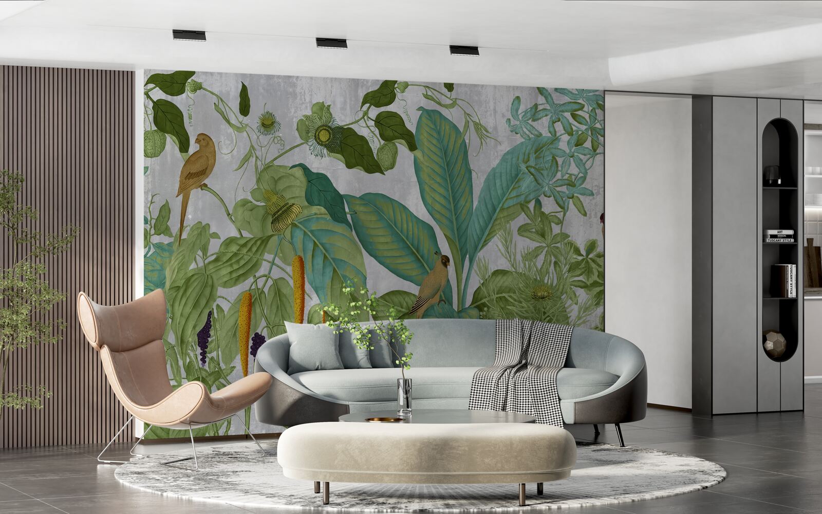 Papier peint parmi les feuilles vertes, il y a des perroquets