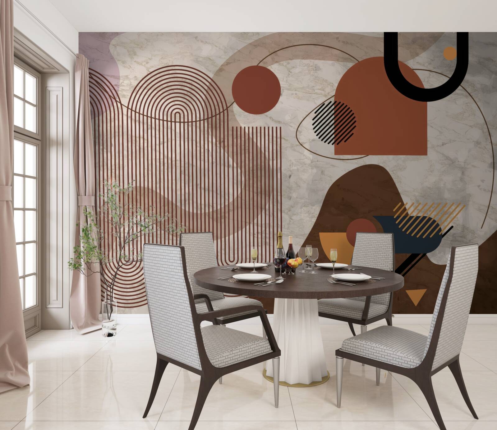 Papier peint couleurs sombres dans un style abstrait