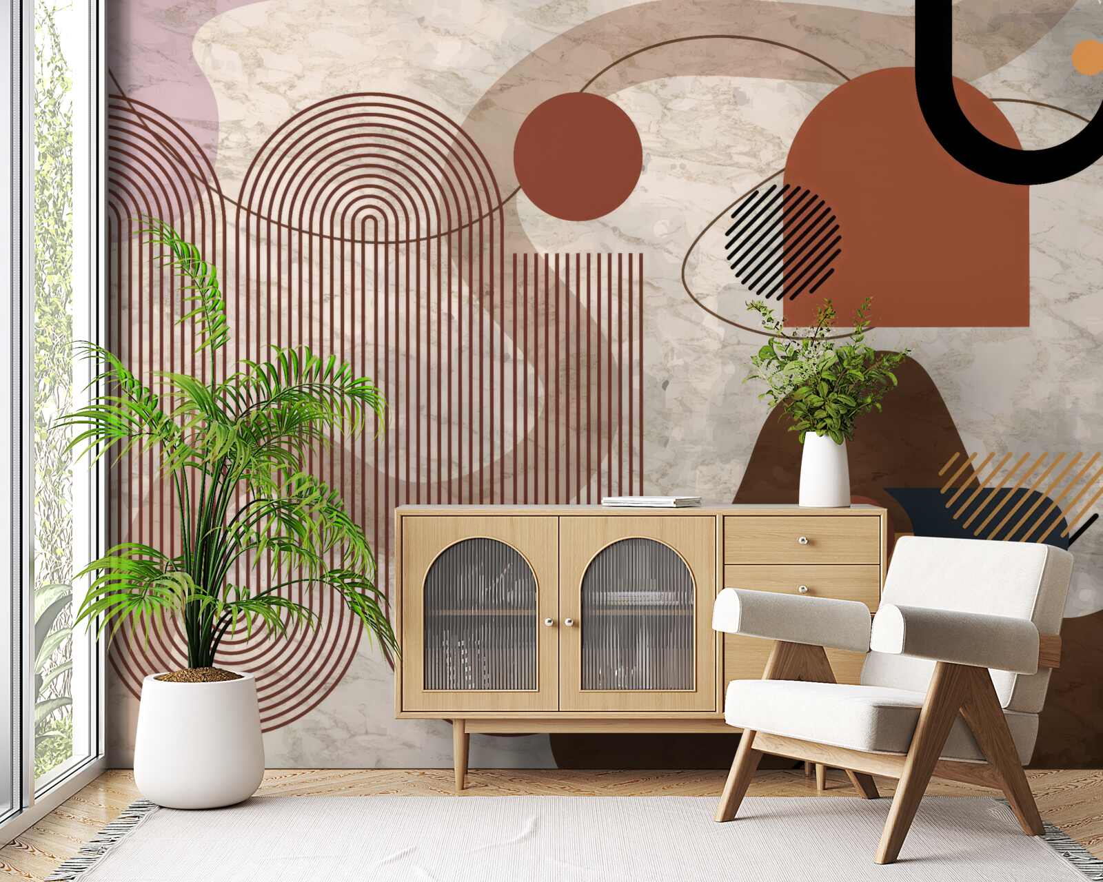 Papier peint couleurs sombres dans un style abstrait