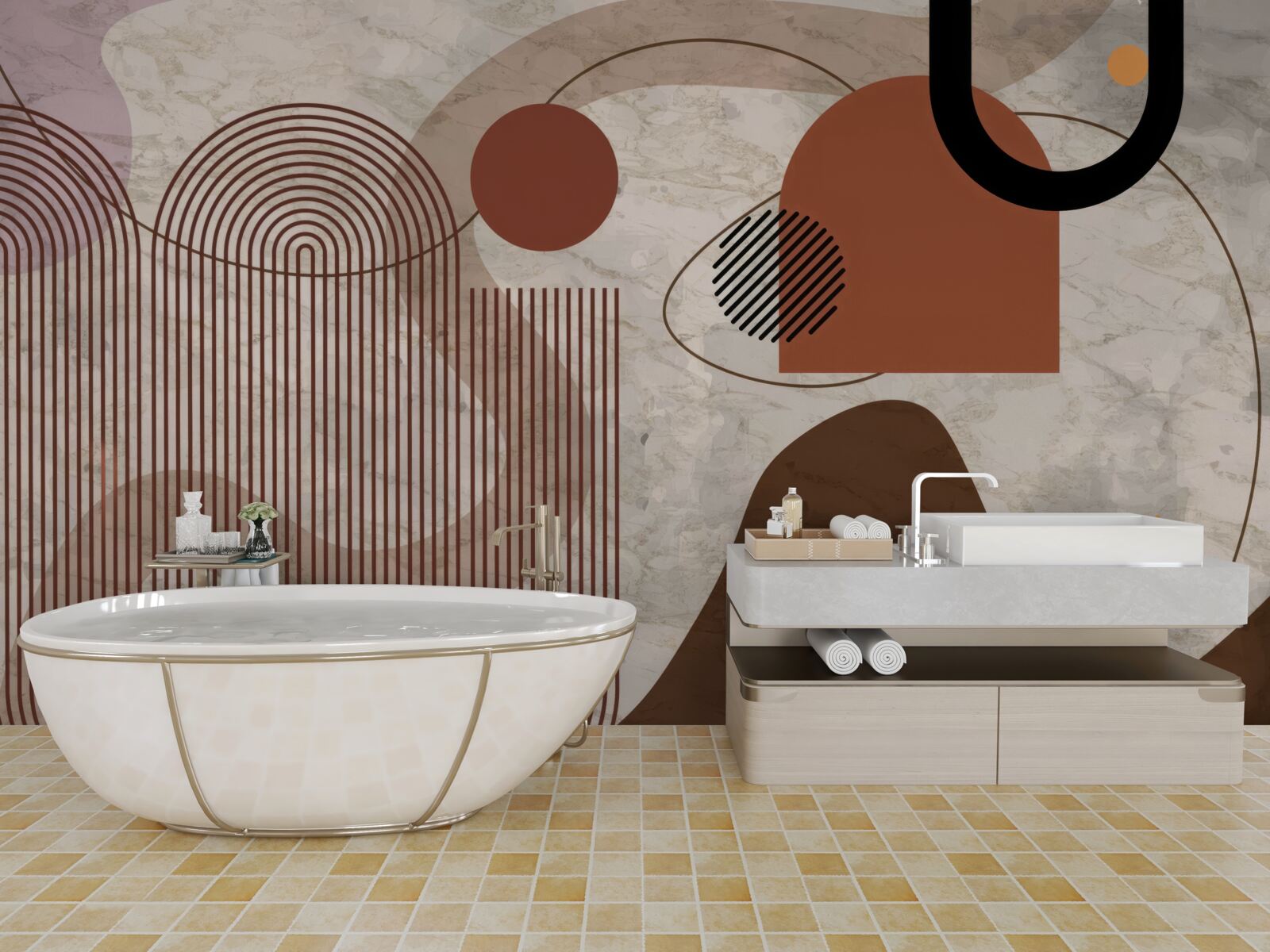 Papier peint couleurs sombres dans un style abstrait