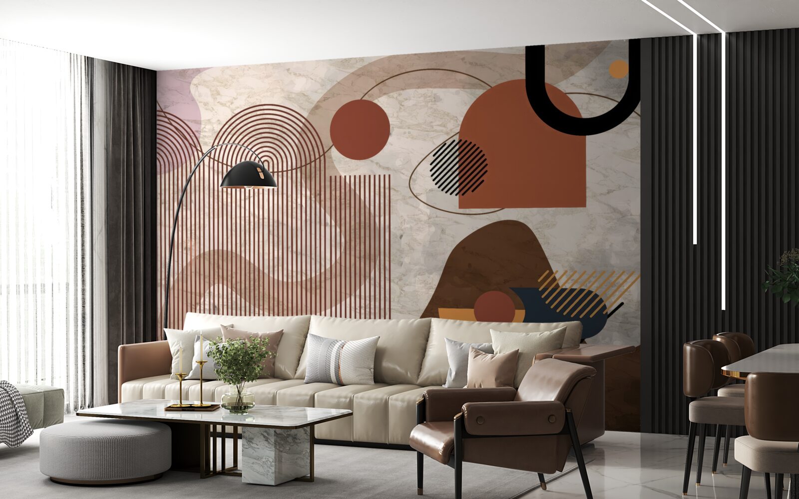 Papier peint couleurs sombres dans un style abstrait