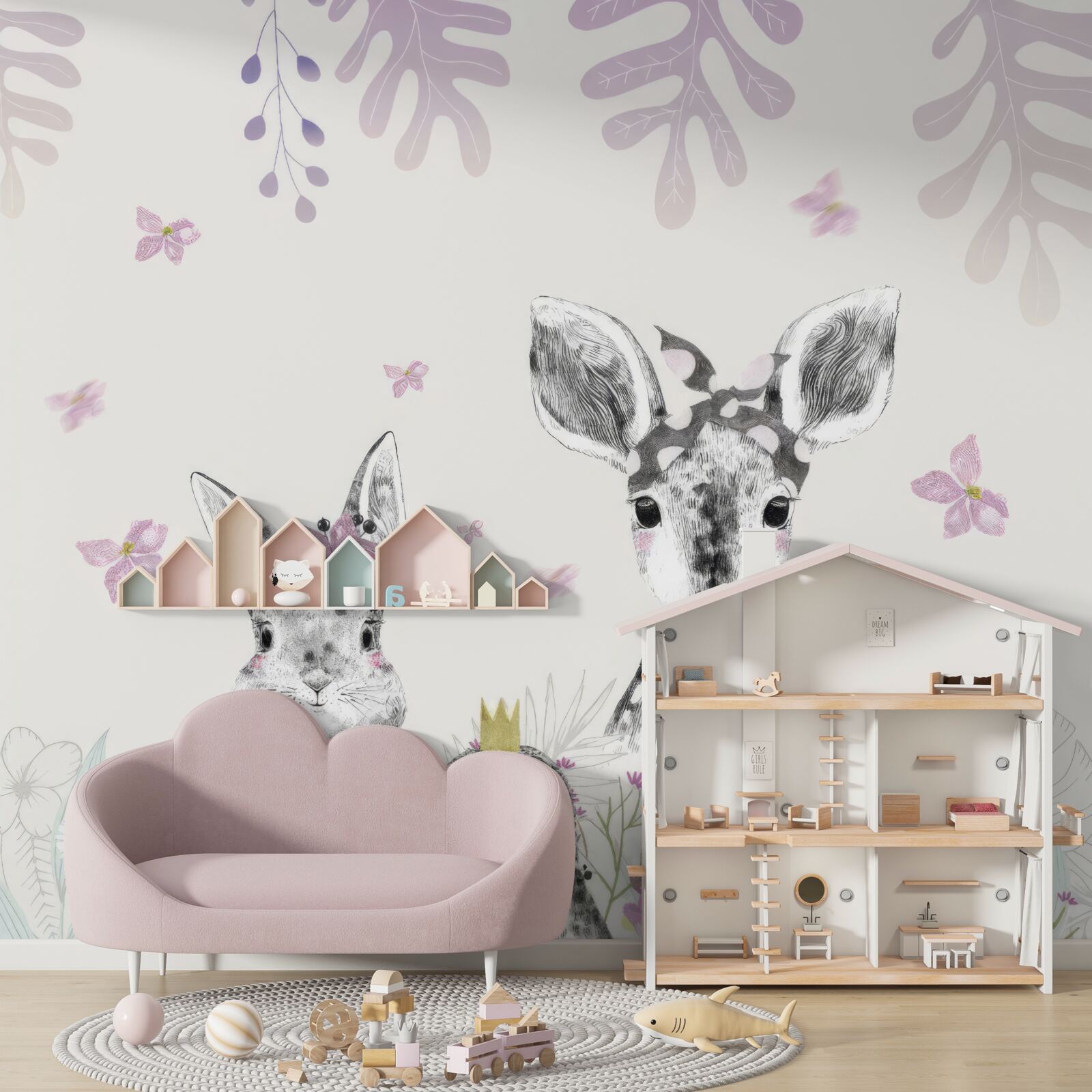 Papier peint fond lumineux avec des images d'animaux