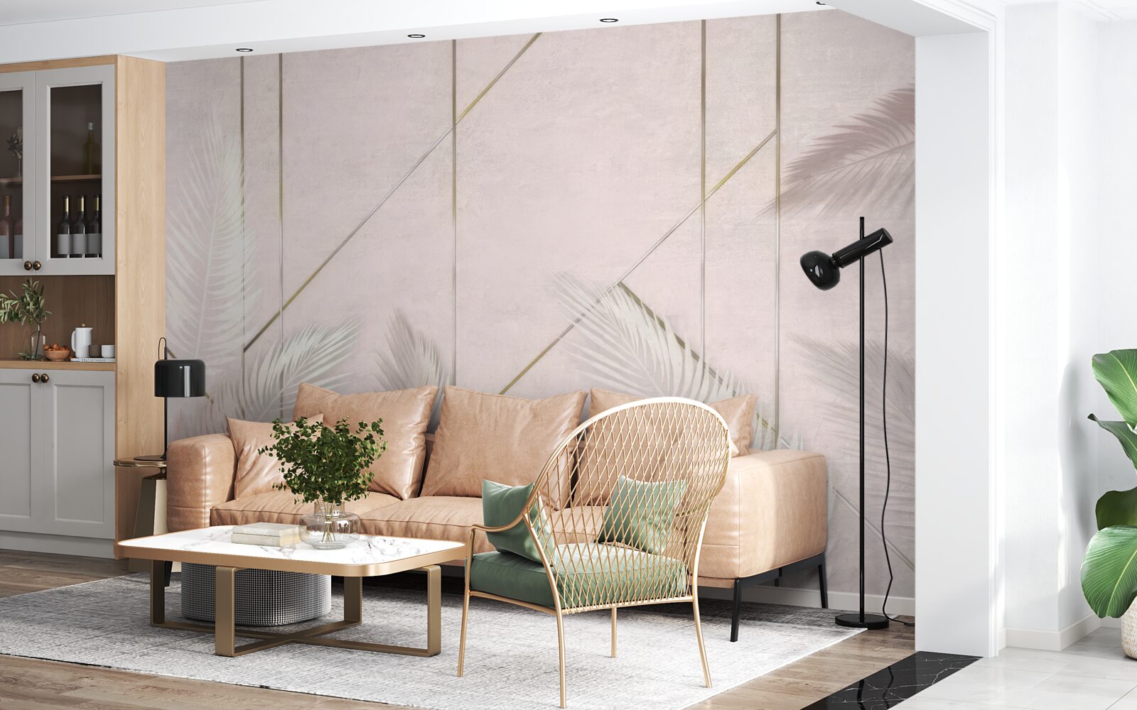 Papier peint fond clair avec des feuilles