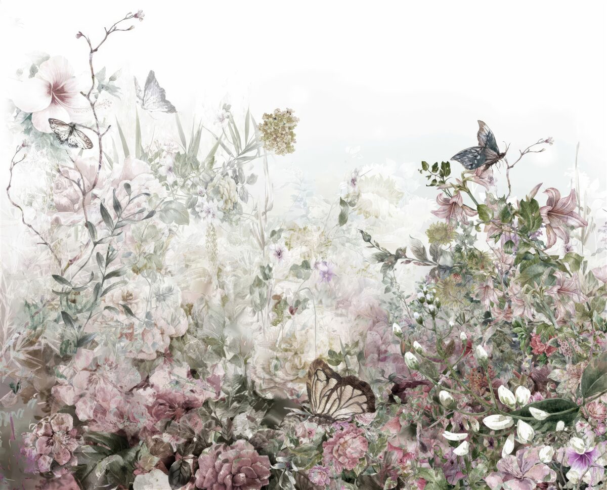 Papier peint les plantes sur lesquelles les papillons s'assoient