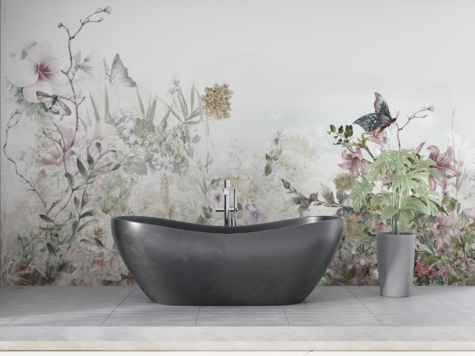 Papier peint les plantes sur lesquelles les papillons s'assoient