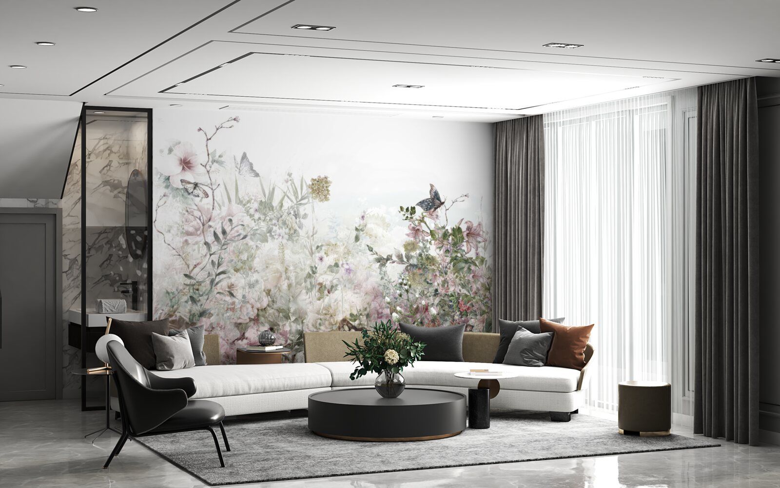 Papier peint les plantes sur lesquelles les papillons s'assoient