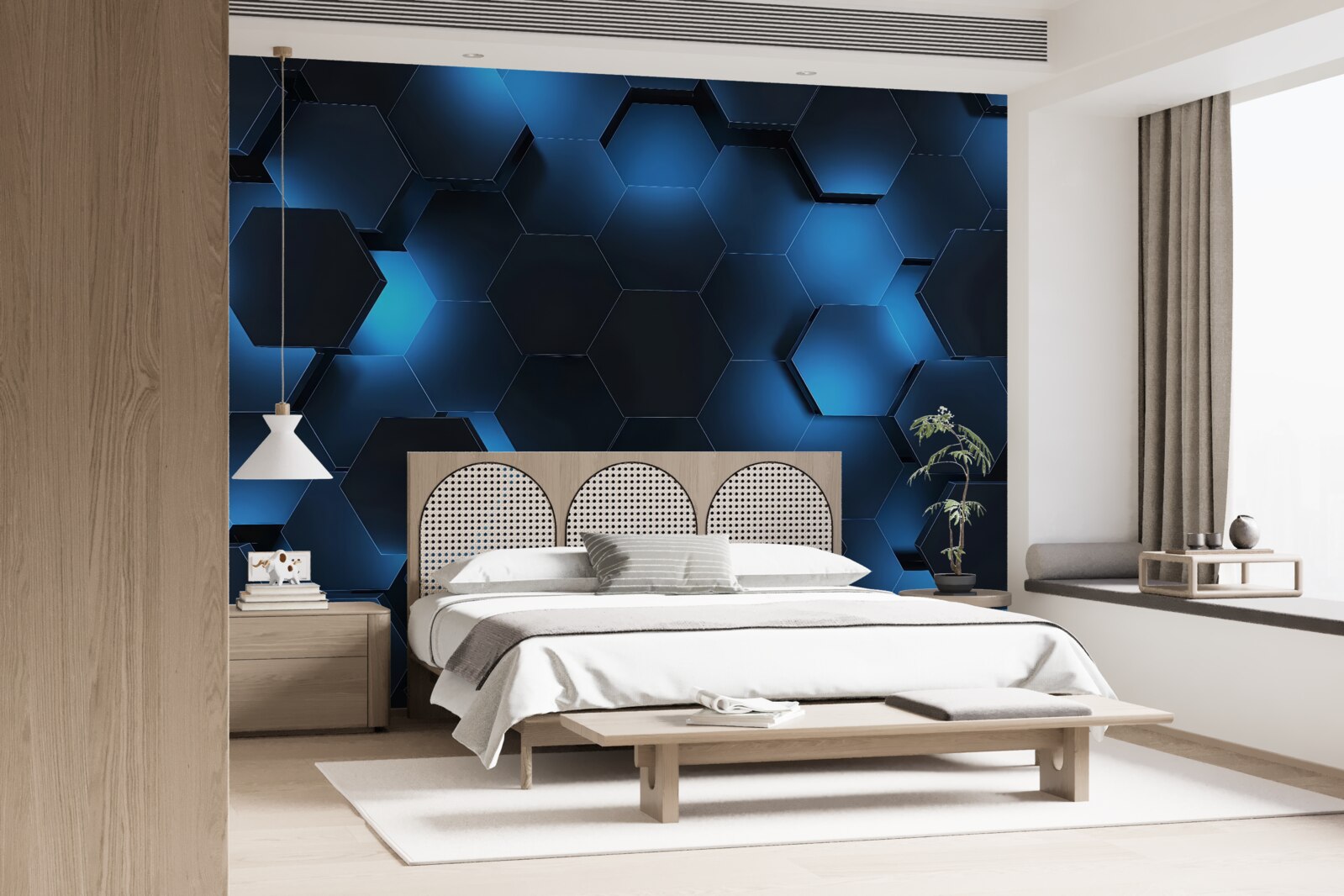 Papier peint les hexagones sont bleu foncé