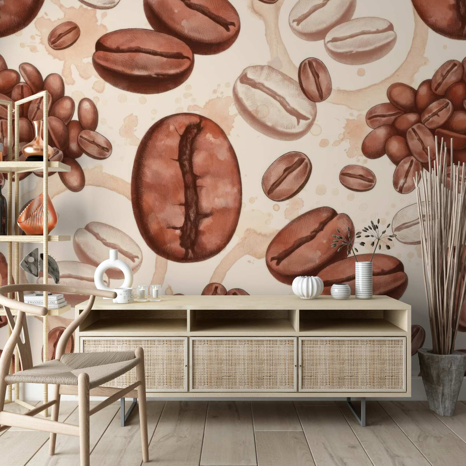 Papier peint grains de café